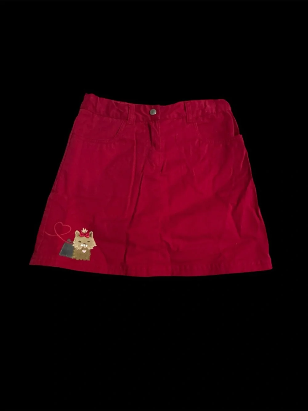 Gymboree Bright Red Cotton skort with puppy at the hem